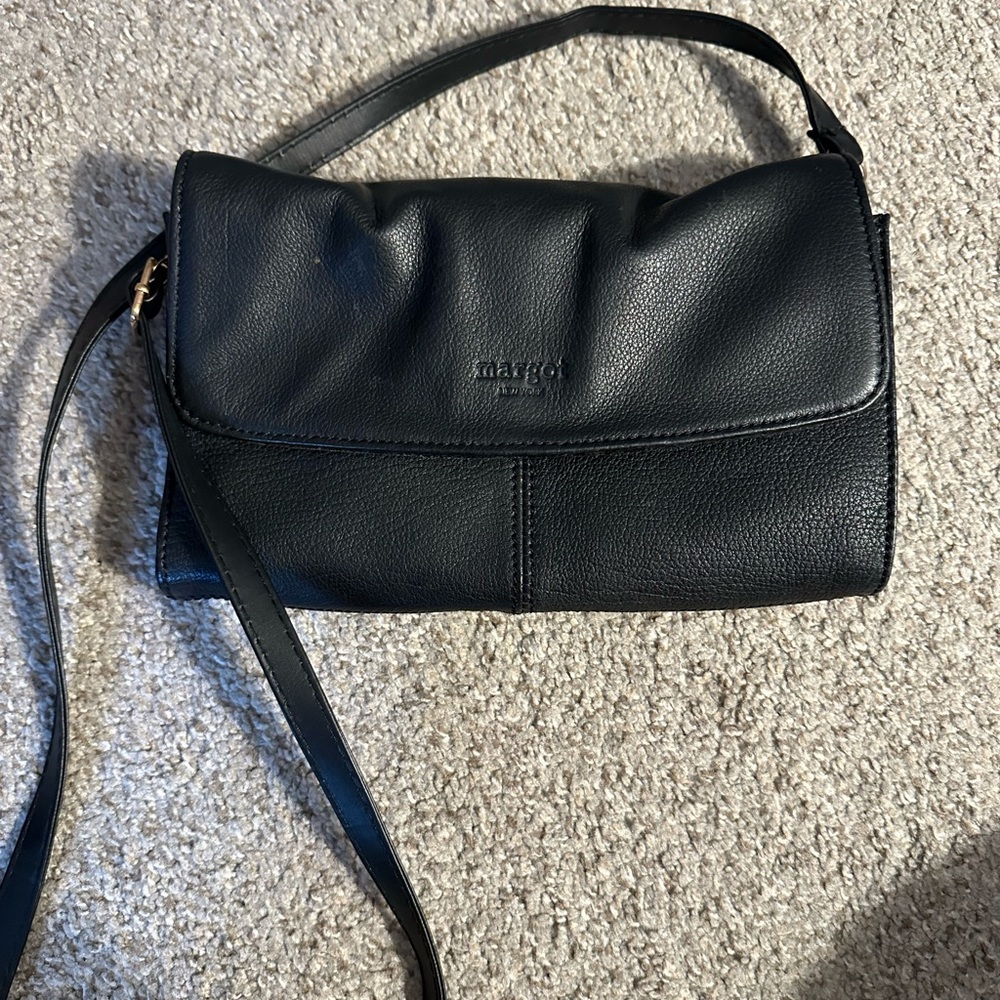 Margot New York Black Leather small Crossbody Bag